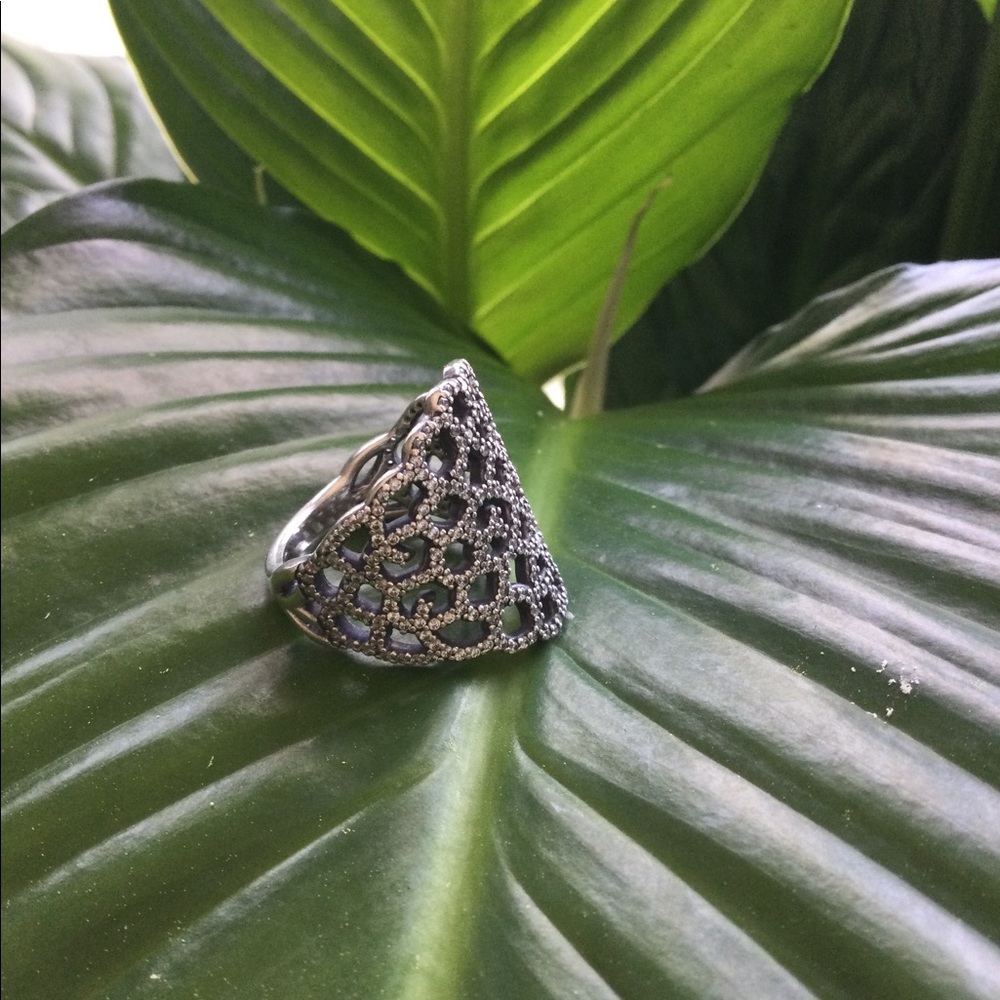 PANDORA SILVER STUDDED DIAMOND RING - Picture 3 of 5